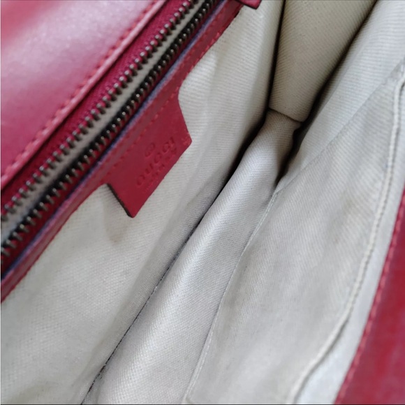 Authentic limited Edition GUCCI Red Leather Web Peony Eye Chain Shoulder Bag - Picture 6 of 17